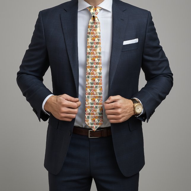 Gobble Gobble Till You Wobble Funny Thanksgiving Neck Tie (Creator Uploaded)