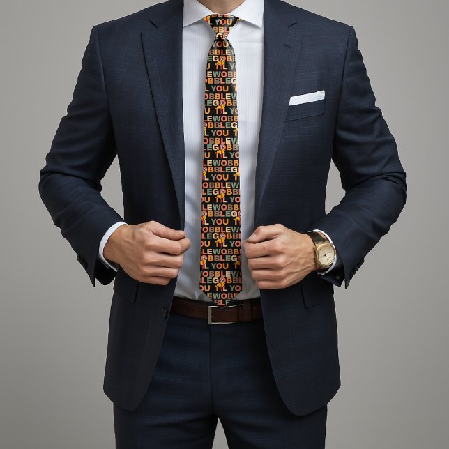 Gobble Gobble Till You Wobble Funny Thanksgiving Neck Tie (Creator Uploaded)