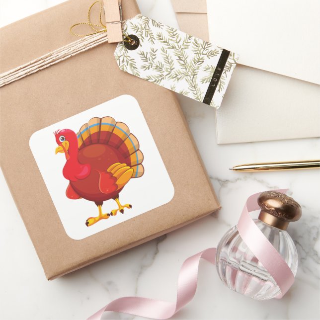 Gobble Gobble Till You Wobble Funny Thanksgiving Square Sticker (Gifting)