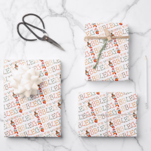 Gobble Gobble Till You Wobble Funny Thanksgiving Wrapping Paper Sheets
