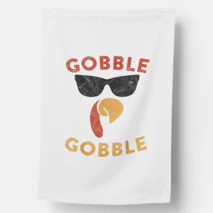 Gobble Gobble Turkey Thanksgiving Day Gifts Vintag House Flag