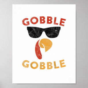 Gobble Gobble Turkey Thanksgiving Day Gifts Vintag Poster