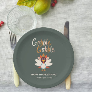 Gobble Gobble Turkey Thanksgiving Party Plates