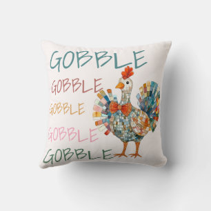 Gobble Gobble Turkey Thanksgiving Throw Pillow