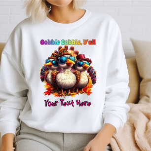 Gobble Gobble Y'all Funky Retro Thanksgiving Sweatshirt