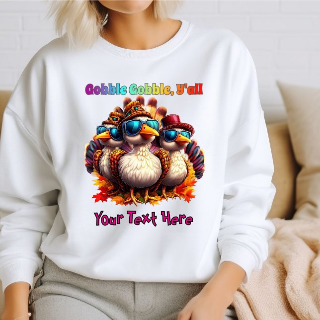 Gobble Gobble Y'all Funky Retro Thanksgiving Sweatshirt (Creator Uploaded)