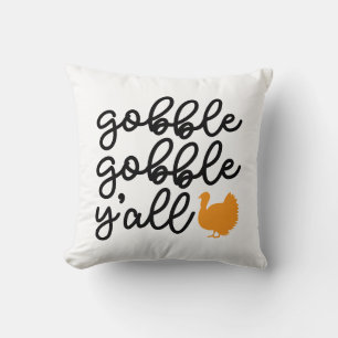 Gobble Gobble Y'all with Turkey Throw Pillow