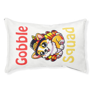 Gobble Squad Cute Corgi Turkey Funny Thanksgiving Pet Bed