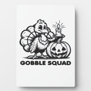 Gobble Squad Funny Thanksgiving Turkey Design Fa Plaque