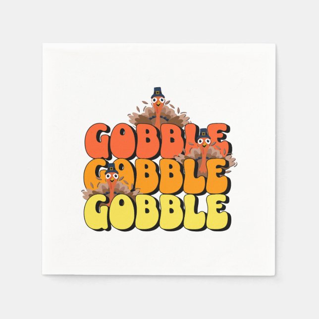 Gobble Thanksgiving Turkey Napkins (Front)