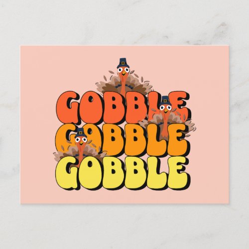 Gobble Thanksgiving Turkey Postcard