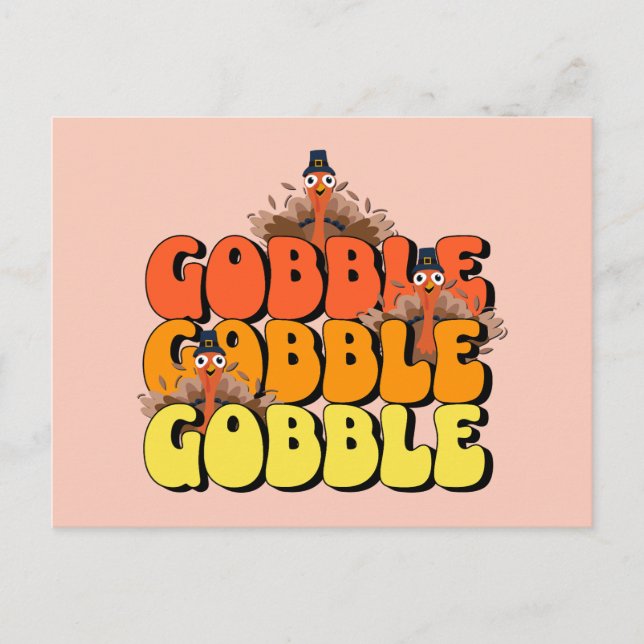 Gobble Thanksgiving Turkey Postcard (Front)