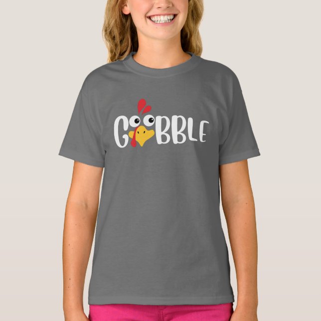 Gobble Thanksgiving Turkey T-Shirt (Front)