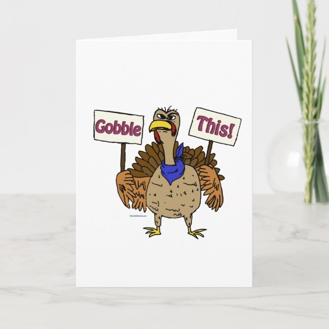 Gobble This Talking Turkey Holiday Card (Front)