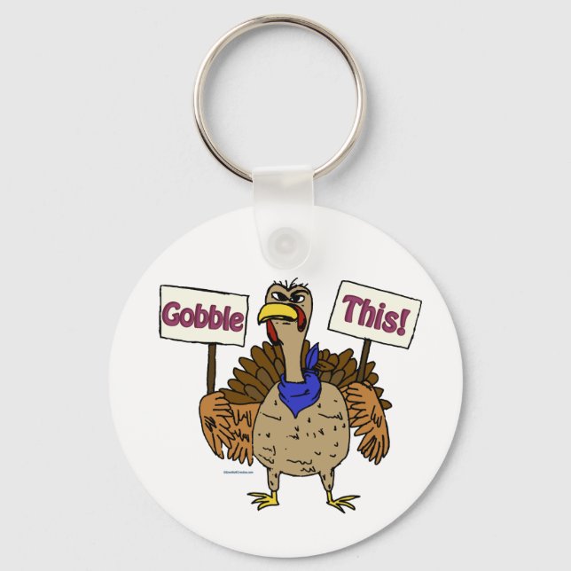 Gobble This - Talking Turkey Keychain (Front)