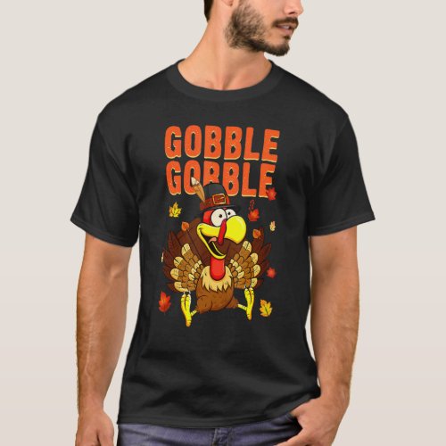 Gobble Til You Wobble Turkey Dancing Under Fall Le T_Shirt