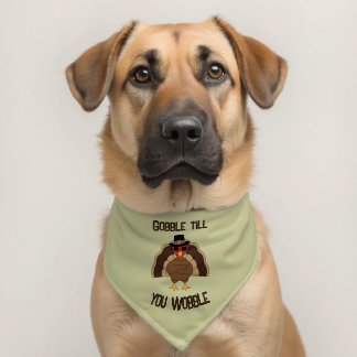Gobble till you wobble cool turkey Thanksgiving Pet Bandana Collar