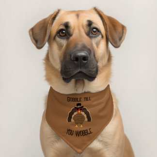 Gobble till you wobble cool turkey Thanksgiving Pet Bandana Collar