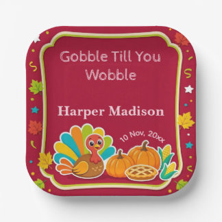 Gobble Till You Wobble Funky Turkey Birthday Party Paper Plates