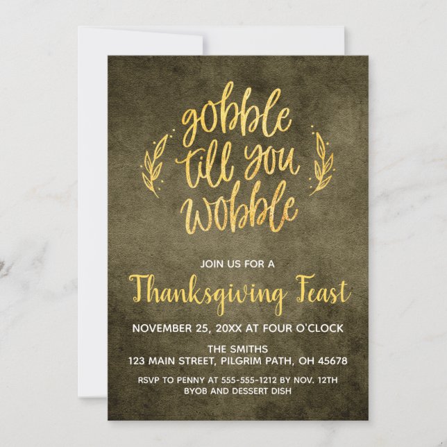 Gobble Till You Wobble Thanksgiving Invitation (Front)