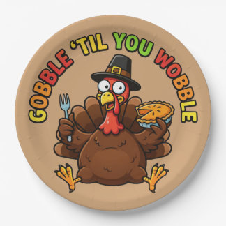Gobble Till You Wobble Thanksgiving Paper Plates