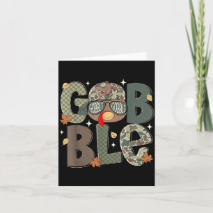 Gobble Turkey Camo Hat Thanksgiving Boys Youth Kid Card
