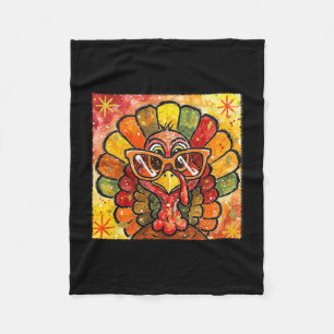 Gobble Turkey Cute Happy Thanksgiving Day Men Wome Fleece Blanket