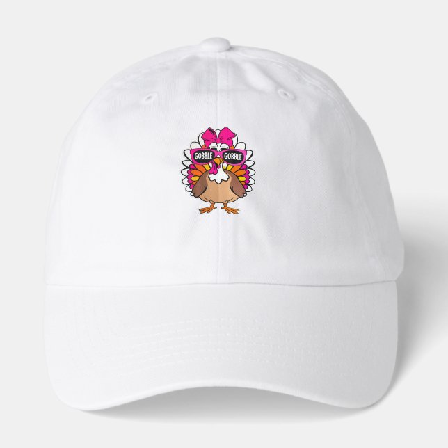 Gobble Turkey Day Happy Thanksgiving Hat (Front)