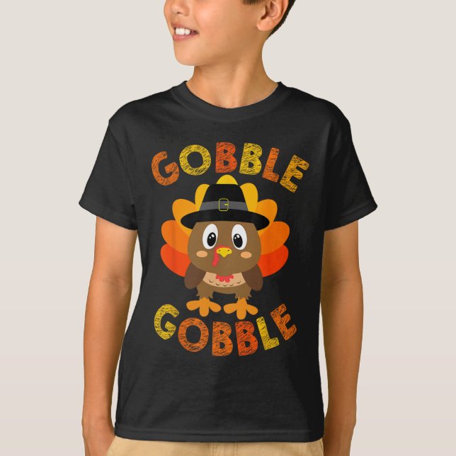 Gobble Turkey Little Boys Girls Kids Thanksgiving  T-Shirt (Front)