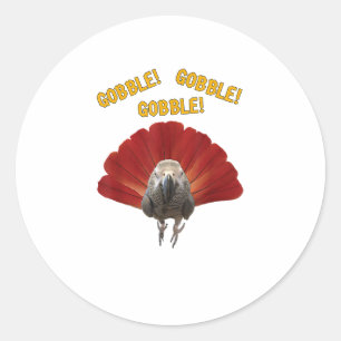 Gobble! Turkey Thanksgiving African Grey Parrot Classic Round Sticker