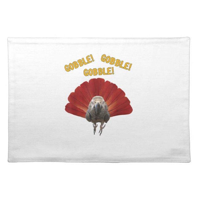 Gobble! Turkey Thanksgiving African Grey Parrot  Cloth Placemat (Front)