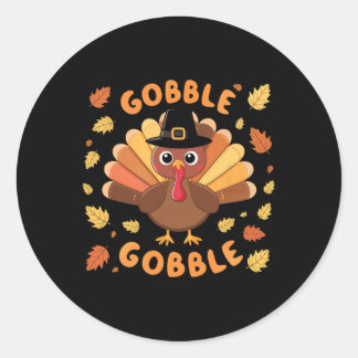 Gobble Turkey Thanksgiving Fall Autumn Harvest Classic Round Sticker