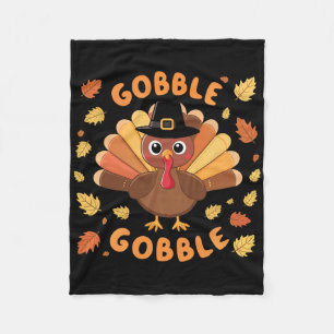 Gobble Turkey Thanksgiving Fall Autumn Harvest Fleece Blanket