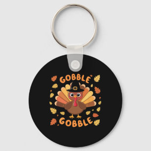 Gobble Turkey Thanksgiving Fall Autumn Harvest Keychain