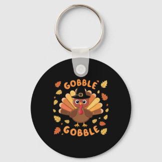 Gobble Turkey Thanksgiving Fall Autumn Harvest Keychain