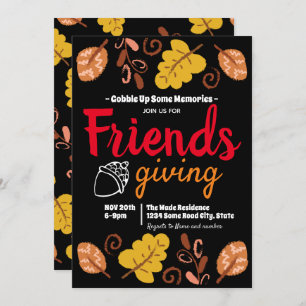 Gobble Up Friendsgiving Leaf Pattern Invitation