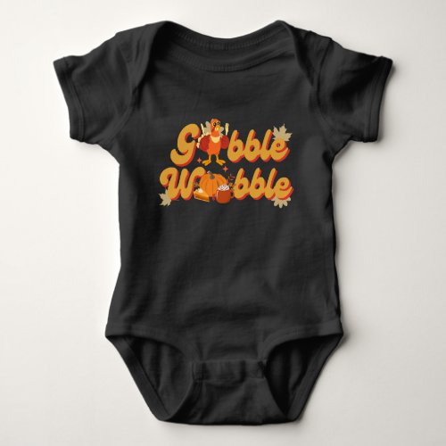 Gobble Wobble Cute Thanksgiving Turkey Family Baby Bodysuit