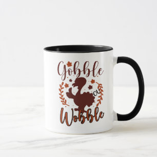 Gobble Wobble Wordart Turkey Thanksgiving Mug