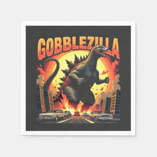 Gobblezilla Spooky Turkey Thanksgiving Gobble Napkins