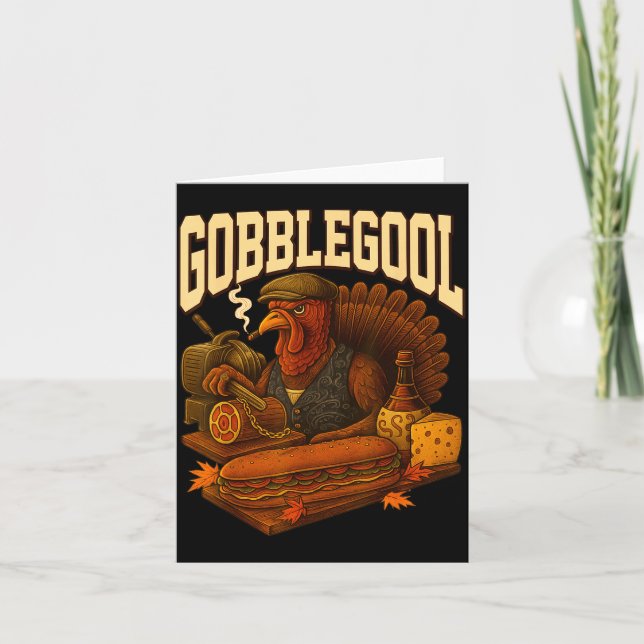 Gobbol Turkey Gobble Gool Thanksgiving Retro  Card (Front)