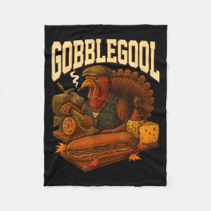 Gobbol Turkey Gobble Gool Thanksgiving Retro Fleece Blanket