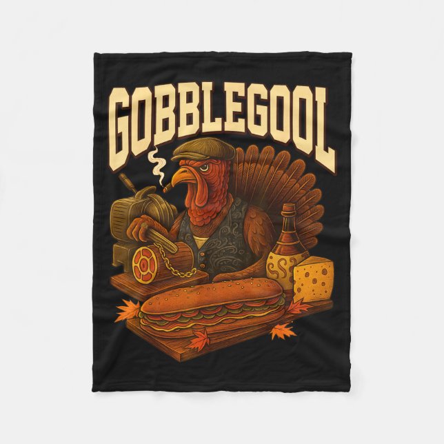 Gobbol Turkey Gobble Gool Thanksgiving Retro  Fleece Blanket (Front)