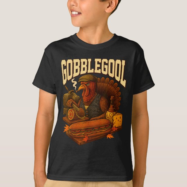 Gobbol Turkey Gobble Gool Thanksgiving Retro  T-Shirt (Front)