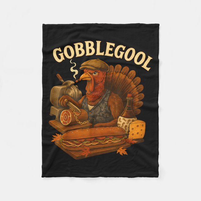 Gobbol Turkey Thanksgiving  Fleece Blanket (Front)