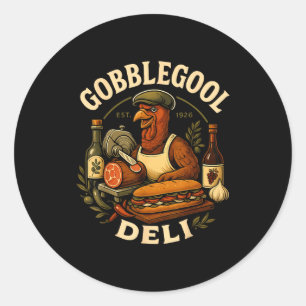 Gobbol Turkey Thanksgiving Italian Turkey Chef Classic Round Sticker