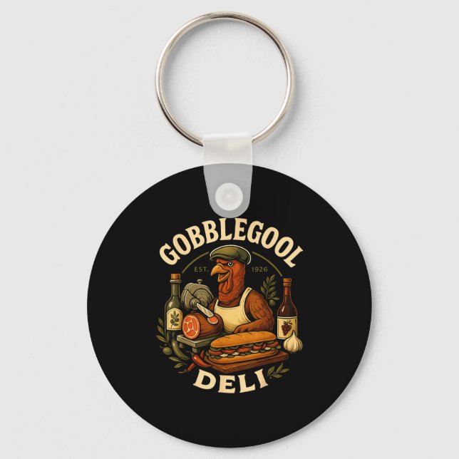 Gobbol Turkey Thanksgiving Italian Turkey Chef  Keychain (Front)