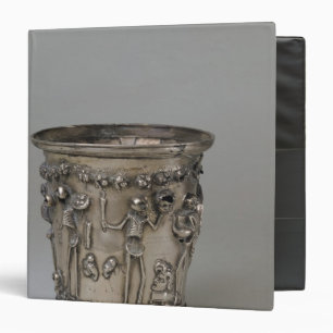 Goblet embossed with skeletons holding masks binder