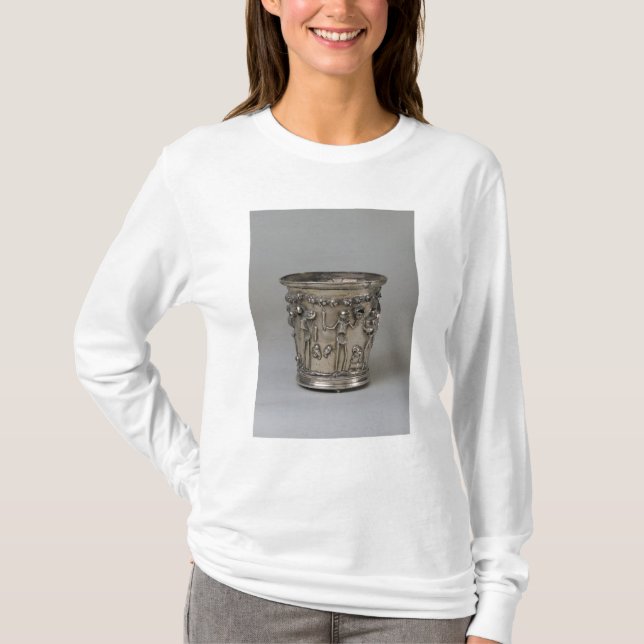 Goblet embossed with skeletons holding masks T-Shirt (Front)
