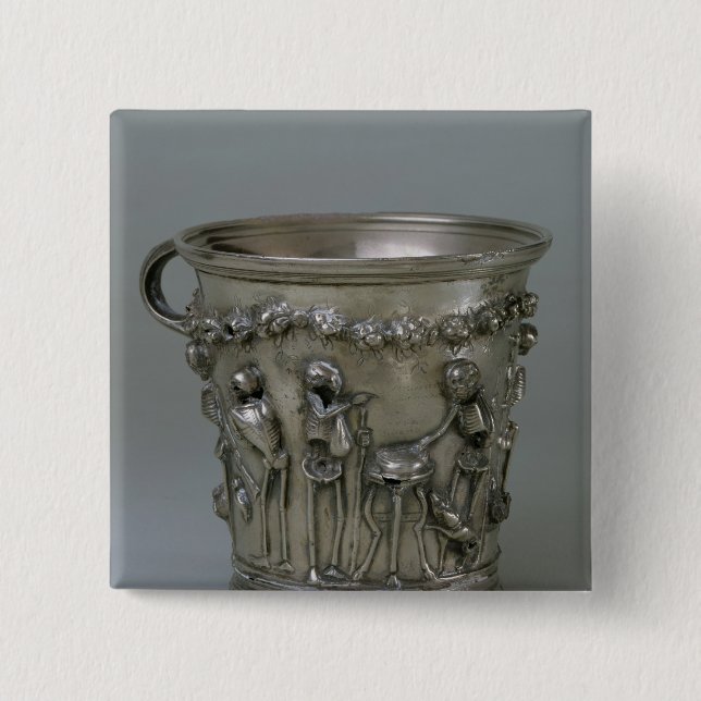 Goblet embossed with skeletons pinback button (Front)