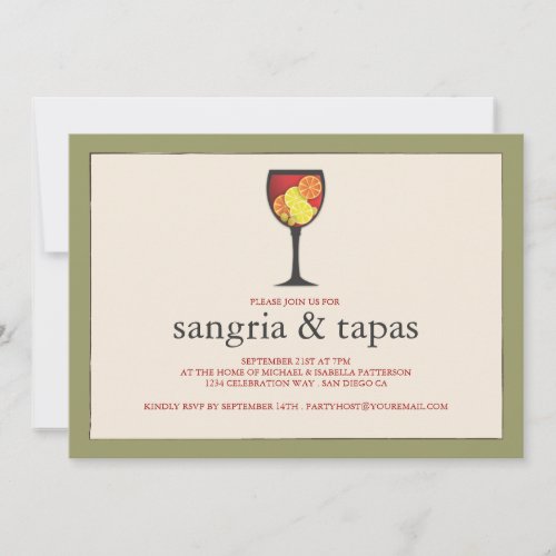 Goblet with Fruit Sangria  Tapas Party Invitation
